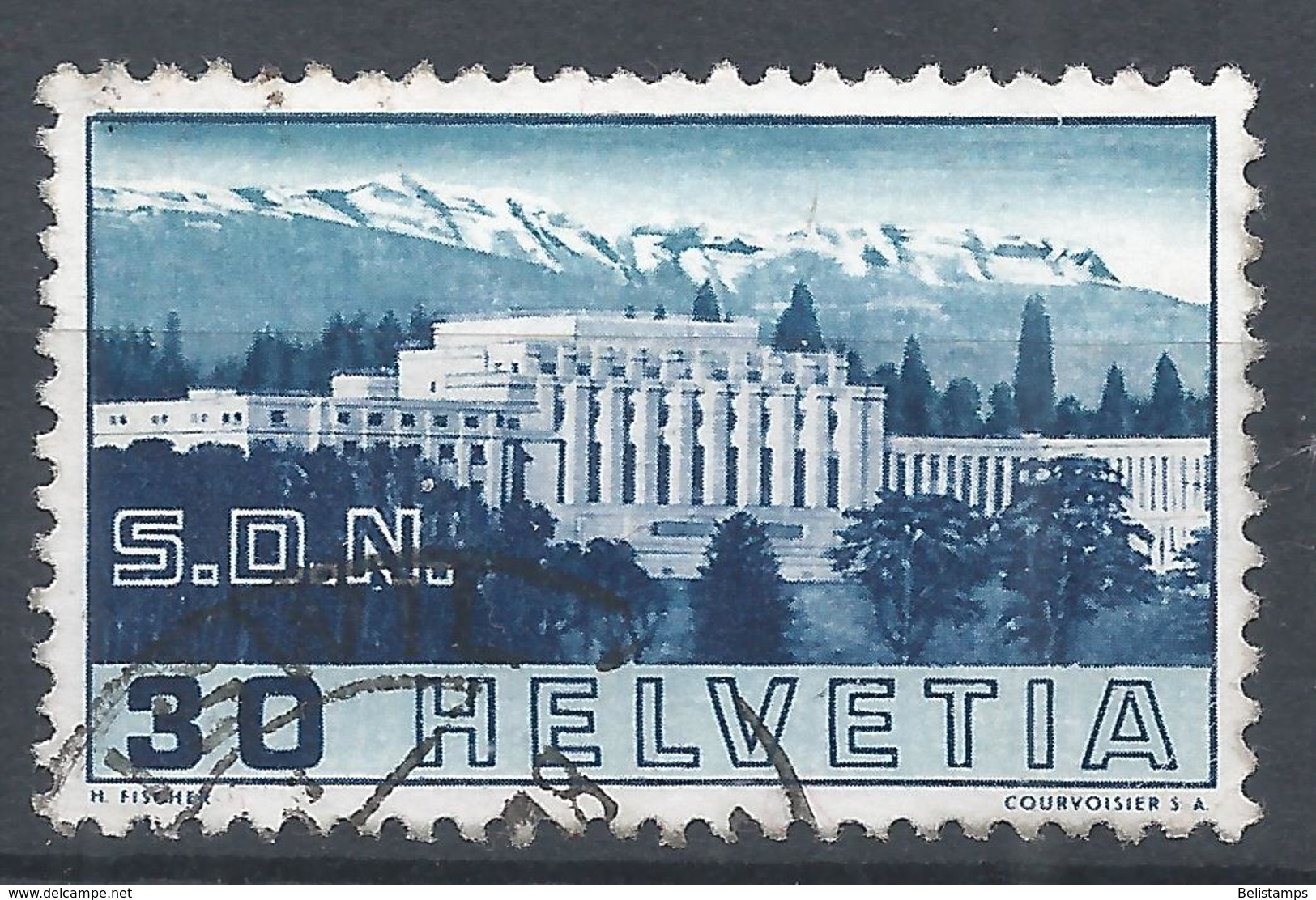 Switzerland 1938. Scott #239 (U) Palace Of League Of Nations - Usati