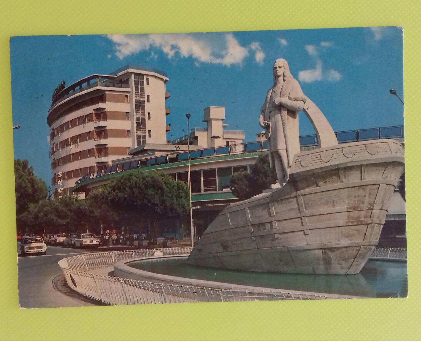 Cartolina ABANO TERME - PD - Viaggiata - Postcard - Monumento A Cristoforo Colombo E Hotel Ambassador - Padova