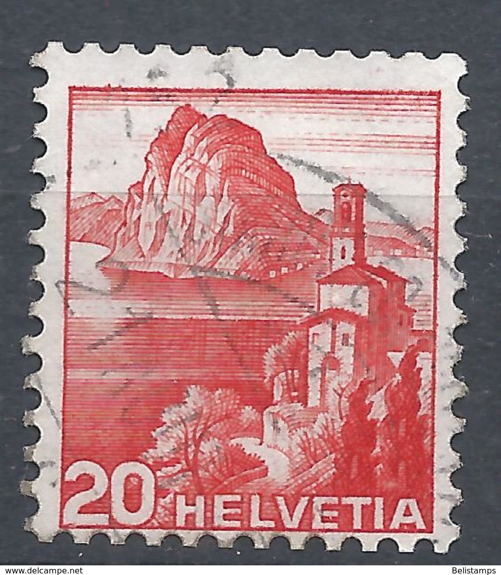 Switzerland 1938. Scott #242b (U) Lake Lugano * - Oblitérés