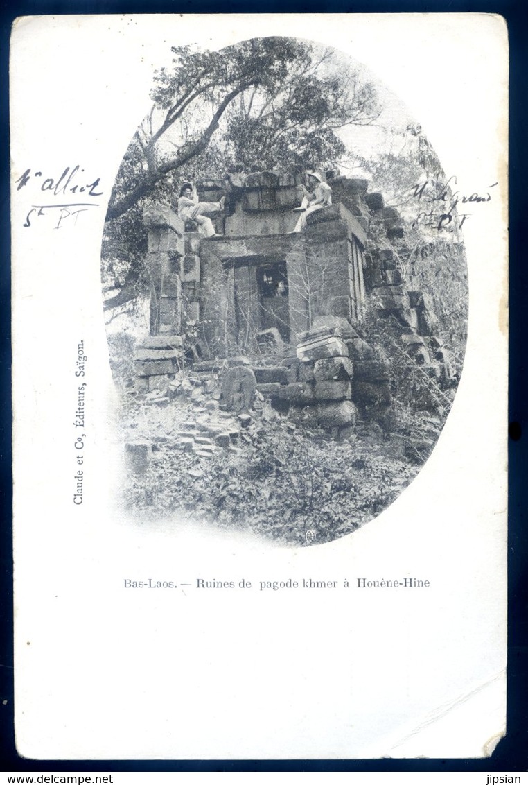 Cpa Du Laos Bas Laos Ruines De Pagode Khmer à Houêne Hine  Avril18-26 - Laos