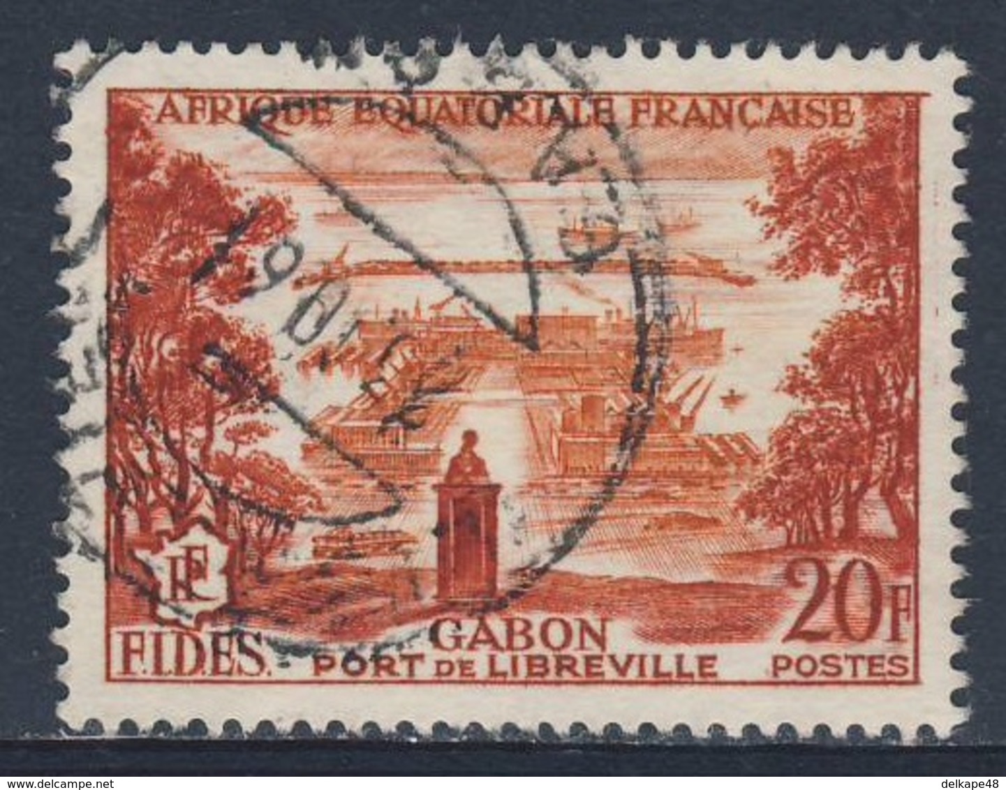 French Equatorial Africa 1956 Mi 301 YT 235  Sc 192 SG 284 - Used - Port Libreville, Gabon / Hafen / Harbour - FIDES - Andere(Zee)