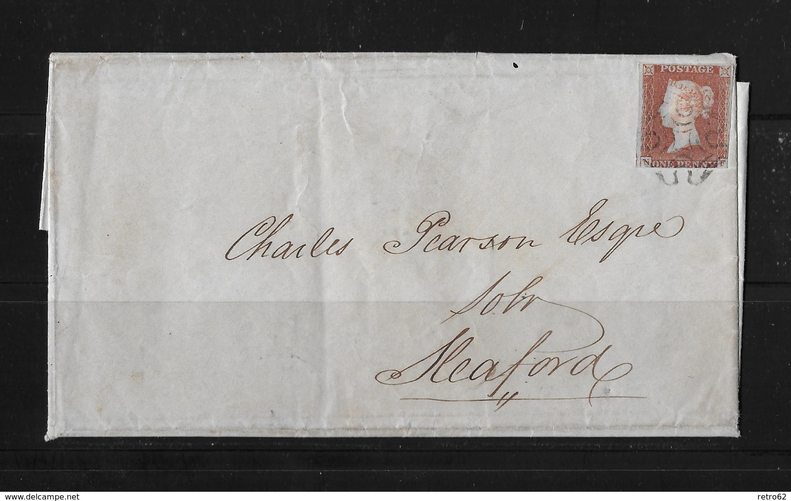 1843 Great Britain → 1d Red Imperf Barton-on-Humber Maltese Cross Cover-Sleaford ►RRR◄ - Covers & Documents