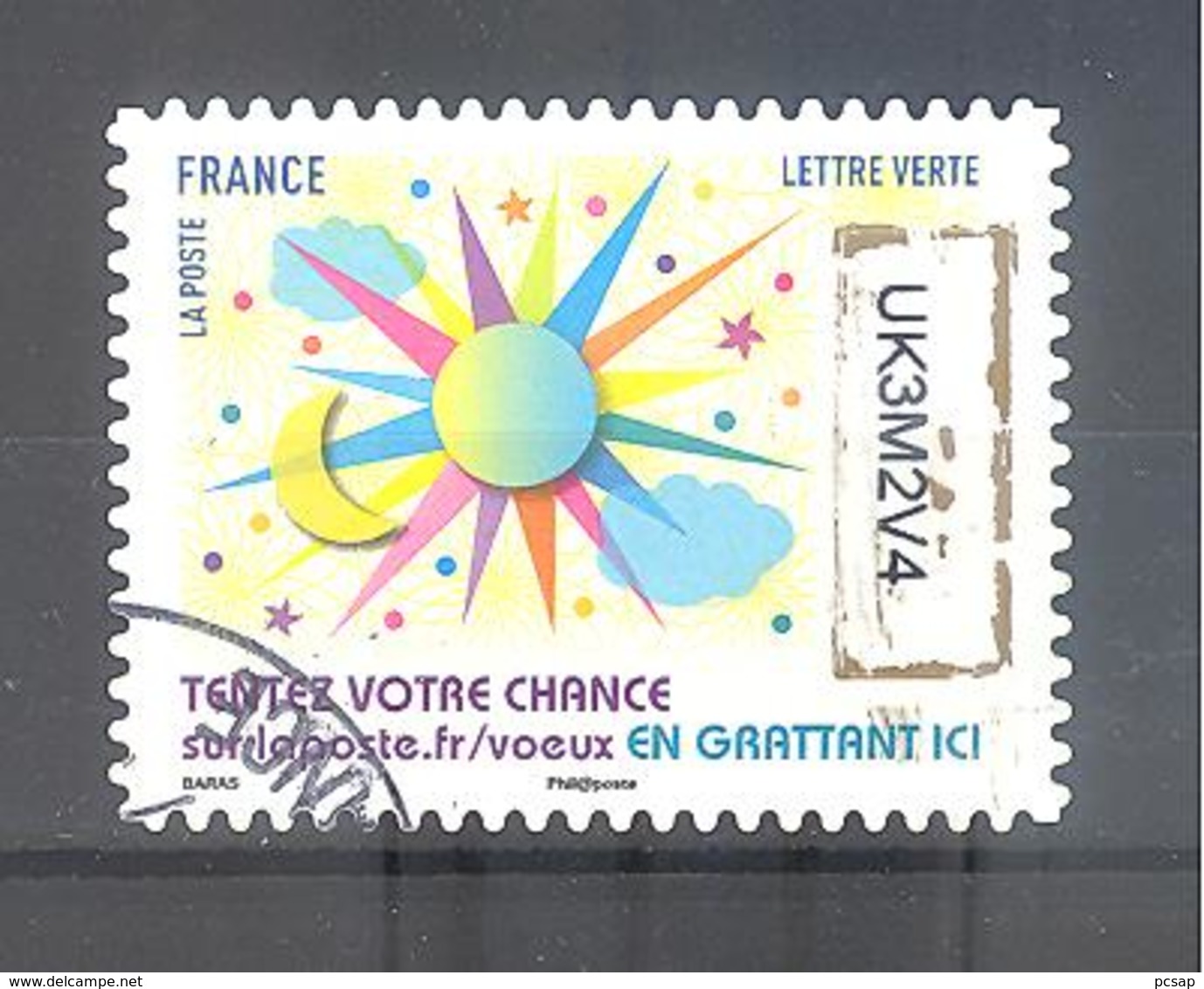 France Autoadhésif Oblitéré N°1496(Timbres De Voeux) (cachet Rond) - Oblitérés