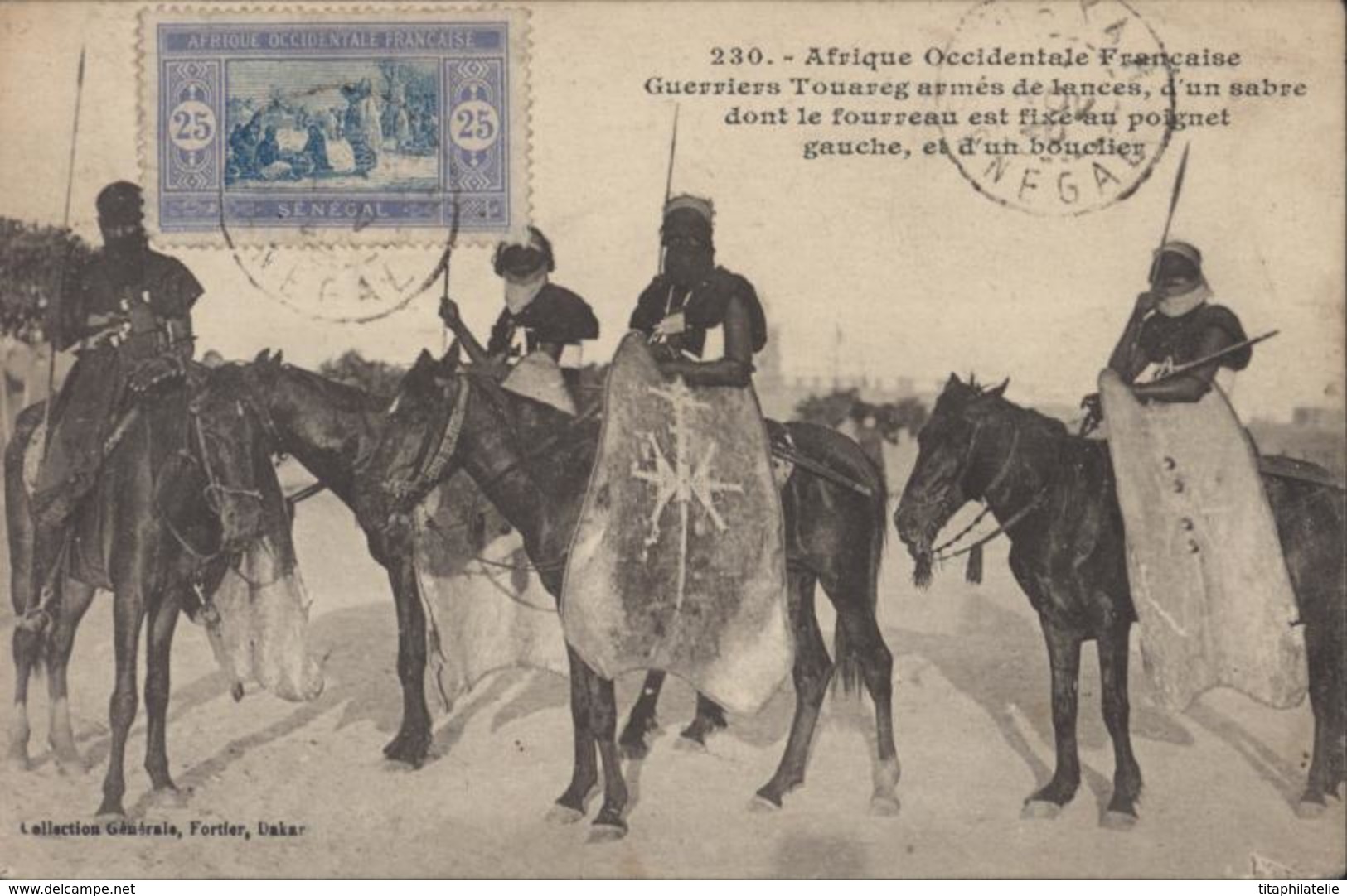 Sur CPA AOF Sénégal Guerriers Touaregs Armés YT 60 CAD Dakar Sénégal  Novembre 1920 - Covers & Documents