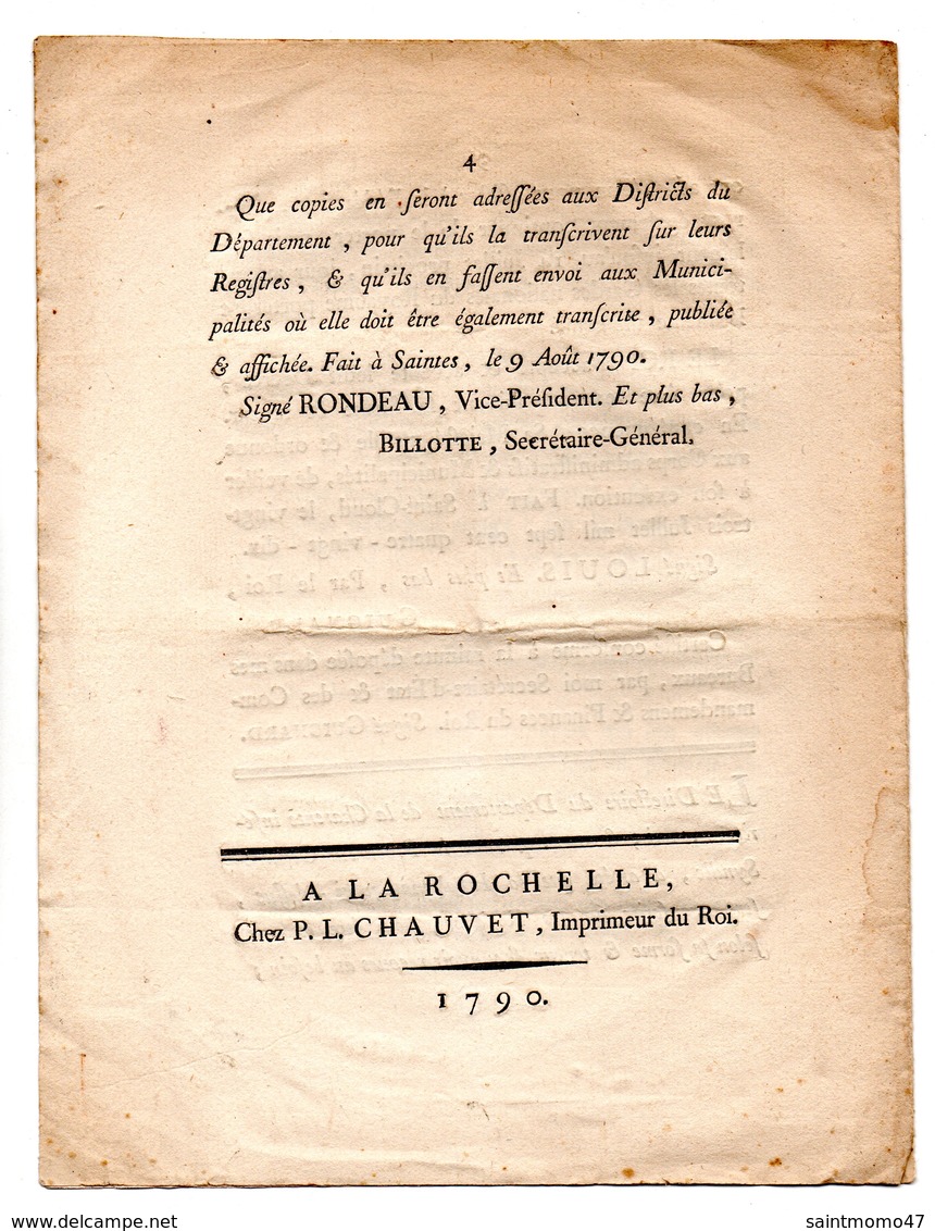 PROCLAMATION DU ROI, SUR UN DÉCRET QUI RÈGLE L'UNIFORME DES GARDES NATIONALES . IMP. LA ROCHELLE - Réf. N°75F - - Documents