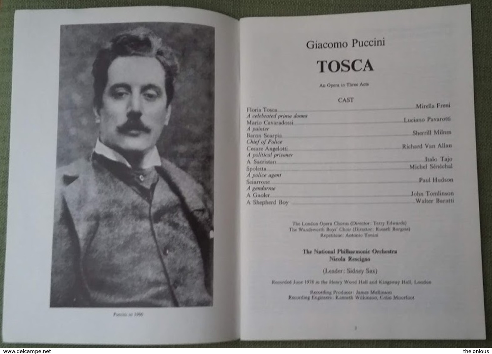 # Giacomo Puccini Tosca - Freni, Pavarotti, Milnes 2 Audiocassette Con Libretto - Cassette