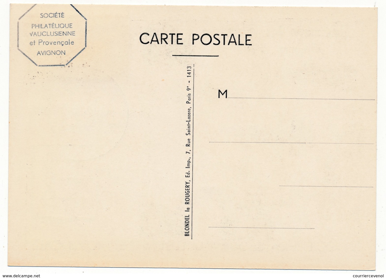 FRANCE - Carte Locale - Journée Du Timbre 1957 - Service Maritime Postal - AVIGNON (Vaucluse) - 1957 - Journée Du Timbre