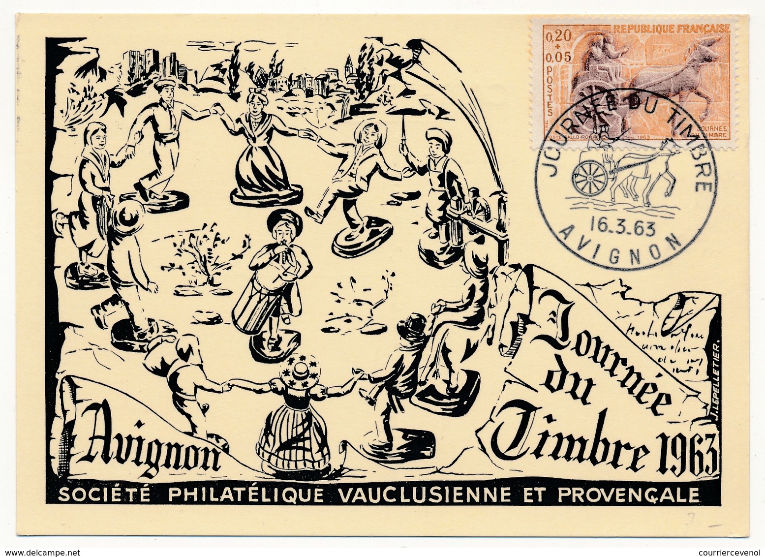 FRANCE - Carte Locale - Journée Du Timbre 1963 - Poste Gallo-romaine - AVIGNON (Vaucluse) - 16.3.1963 - Día Del Sello