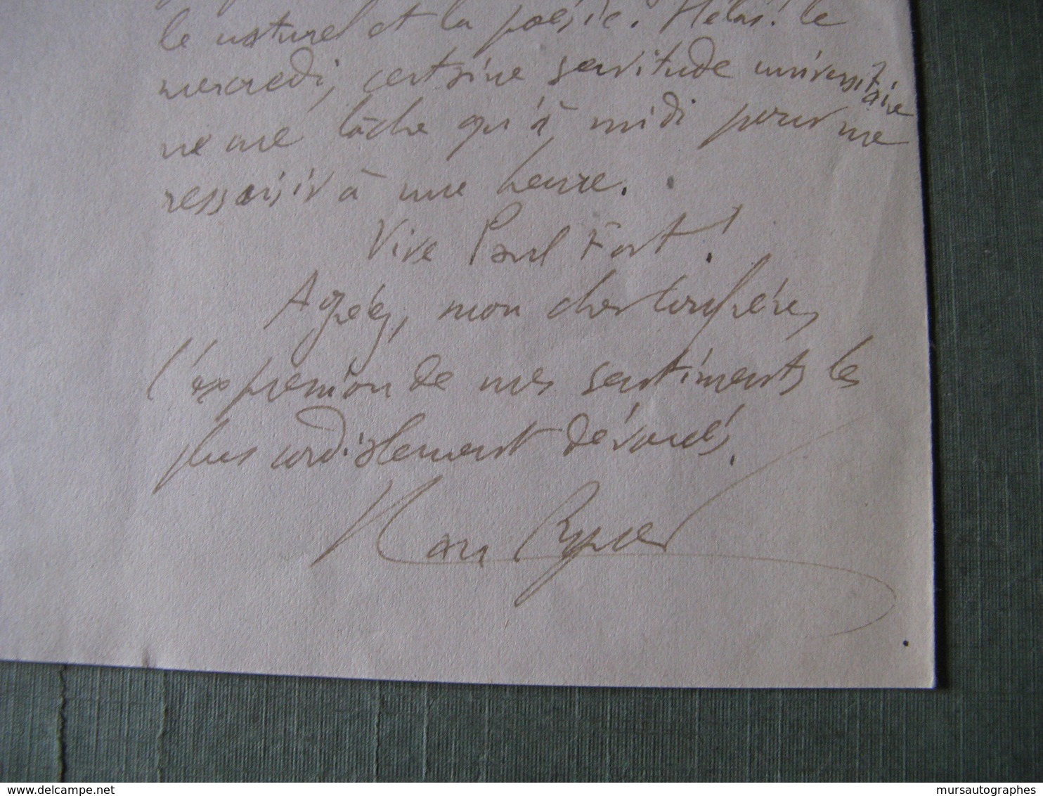 LETTRE AUTOGRAPHE SIGNEE DE HAN RYNER 1920 PHILOSOPHE ANARCHISTE PACIFISTE BANQUET PAUL FORT - Autres & Non Classés