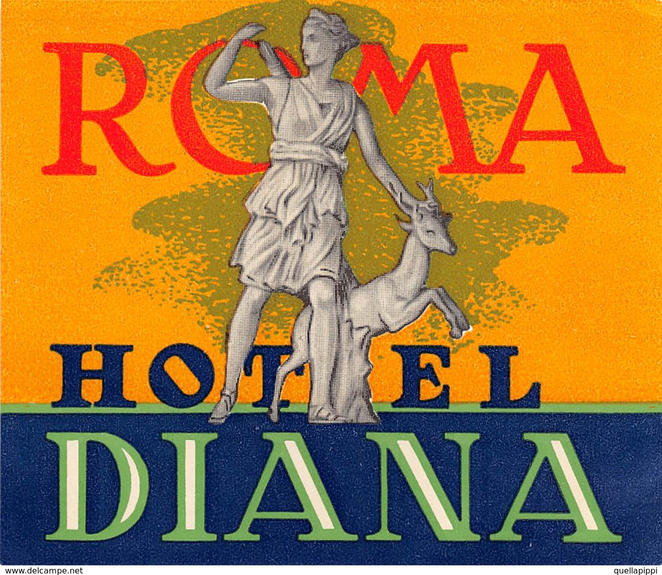 D7825 " HOTEL DIANA - ROMA " ETICHETTA ORIGINALE - ORIGINAL LABEL - - Adesivi Di Alberghi