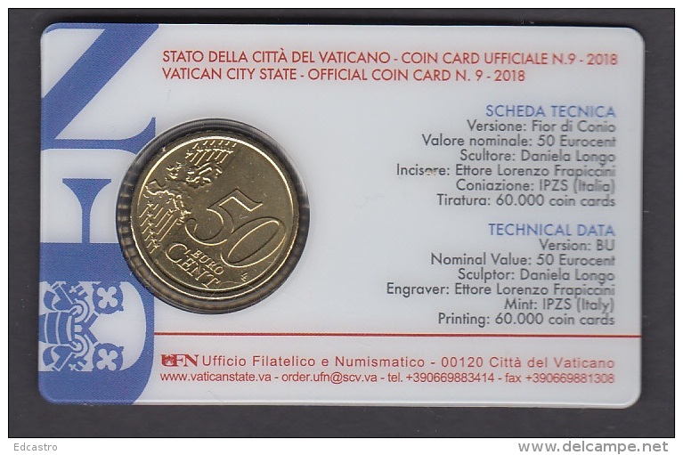 2.- VATICAN CITY 2018 COINCARD 2018 - Vaticano (Ciudad Del)