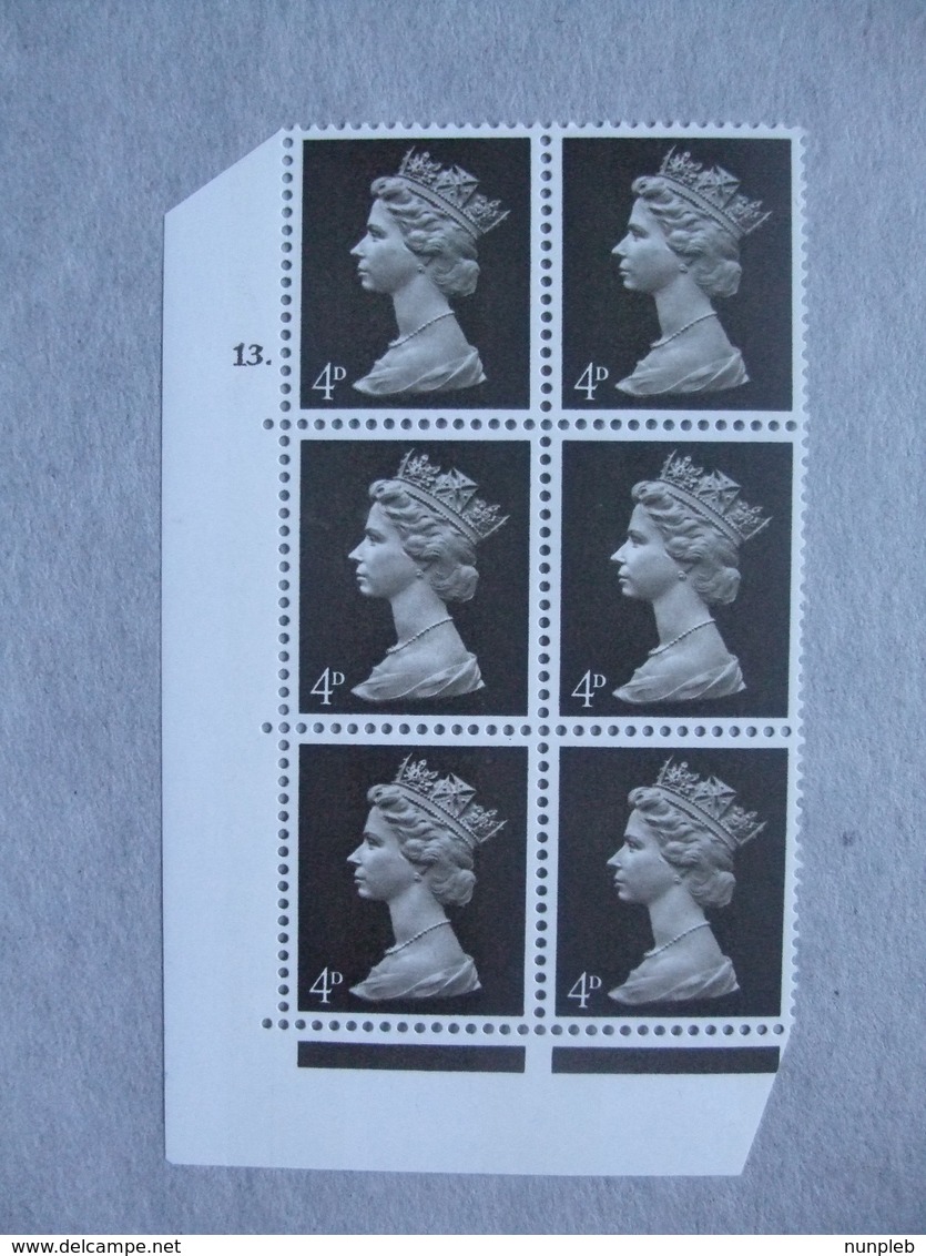 GB Machin Pre-decimal Cylinder Block X 6 MNH - 4d Sepia 13 Dot - Blokken & Velletjes