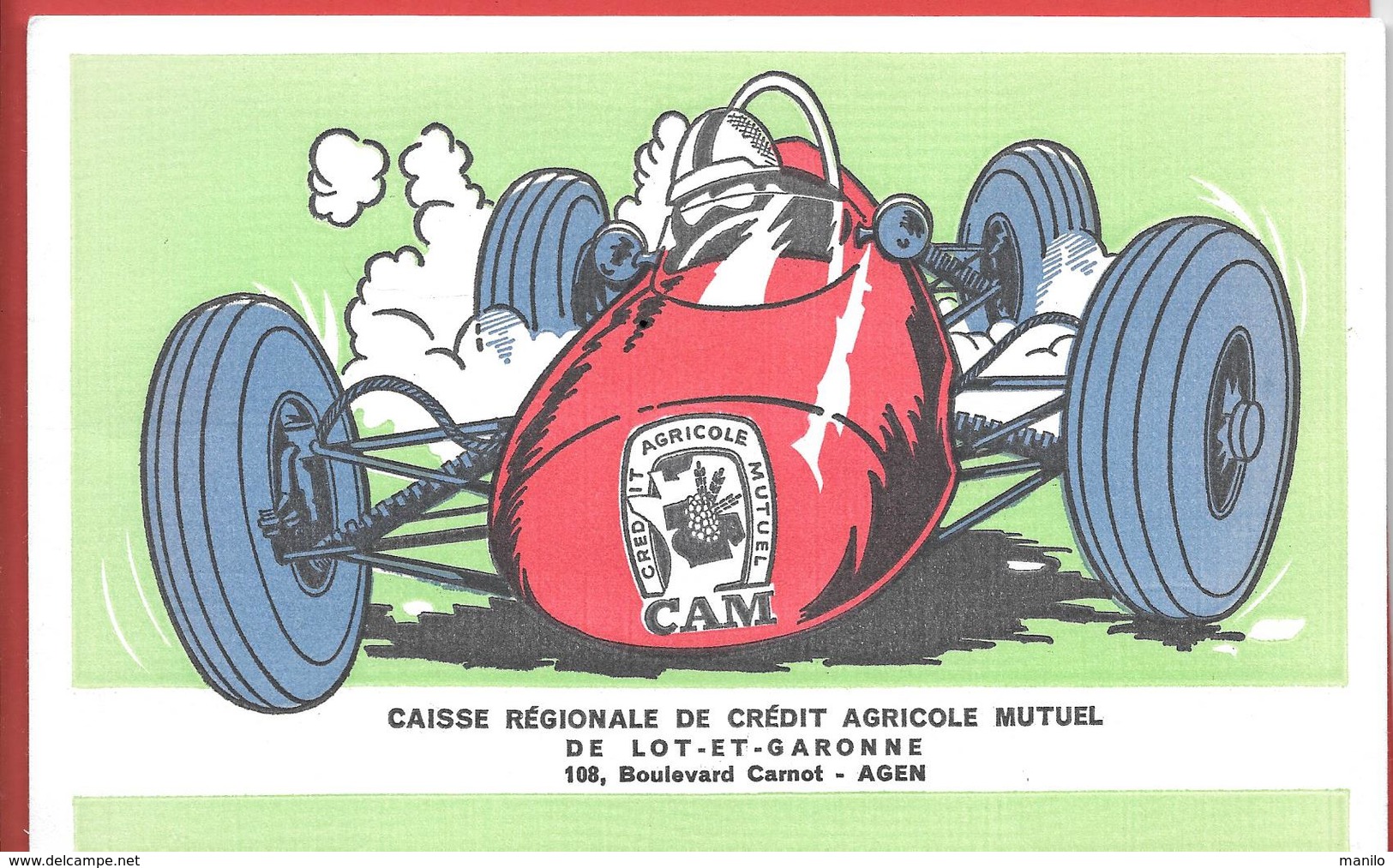 Buvard Ancien C.R.C.A.M. CAISSE REG. CREDIT AGRICOLE MUTUEL DE LOT ET GARONNE à AGEN - Formule 1 En Course - Banca & Assicurazione