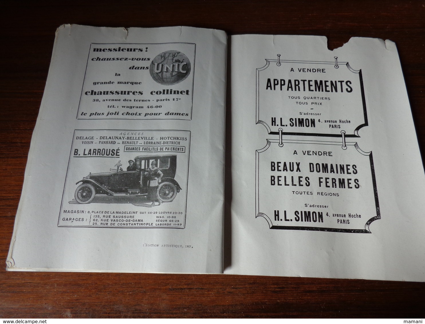 PROGRAMME CIRQUE/CIRCUS PROGRAMME 1928 -voiture-unic-gaveau-etc.. - Programmes