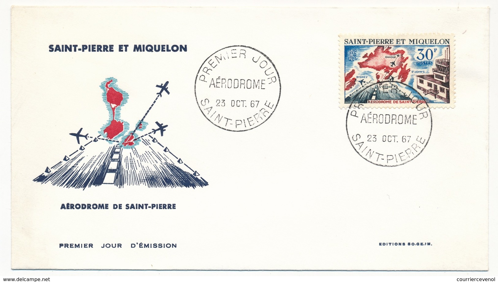 Saint Pierre Et Miquelon - Enveloppe FDC Avec N° 376 - Aérodrome - 1967 - FDC