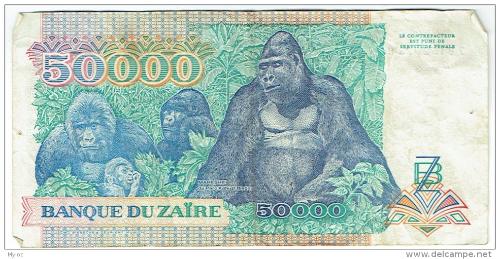 Billet. Banque Du Zaïre. 50.000. Cinquante Mille Zaïres. 24.4.91. - Zaïre