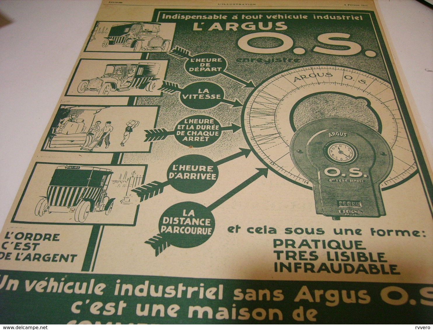 ANCIENNE PUBLICITE ARGUS  O.S  POUR AUTOMOBILE 1912 - Auto's