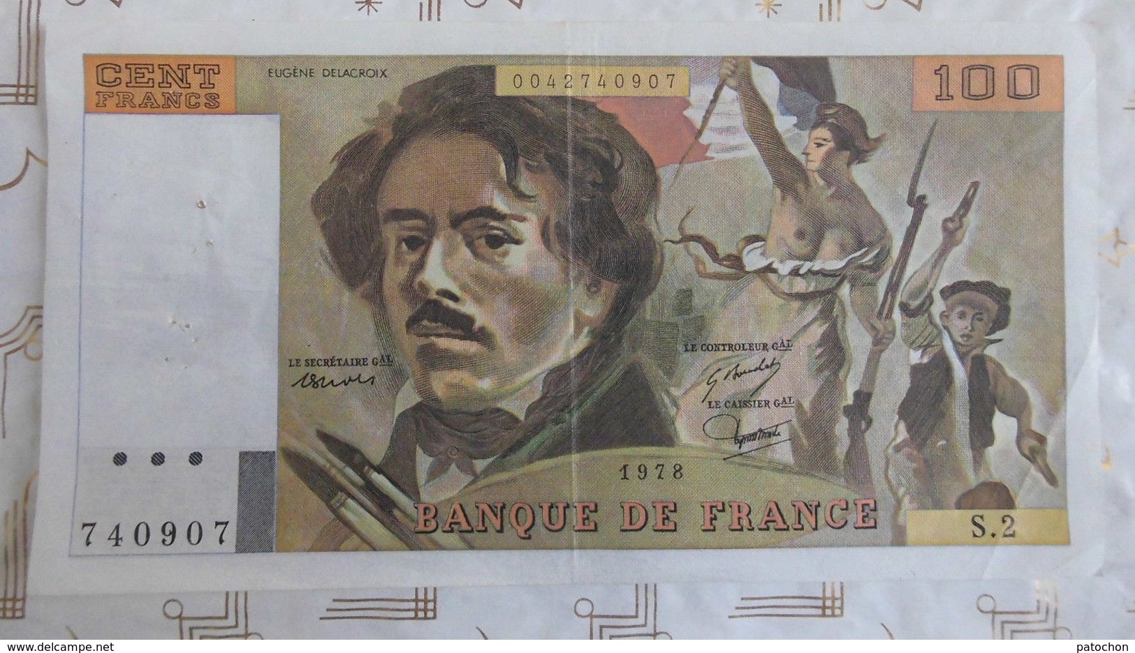 1 Billet De Banque De France 100 Francs Delacroix 1978 S.2 Non Hachuré. Gros Fil - 100 F 1978-1995 ''Delacroix''