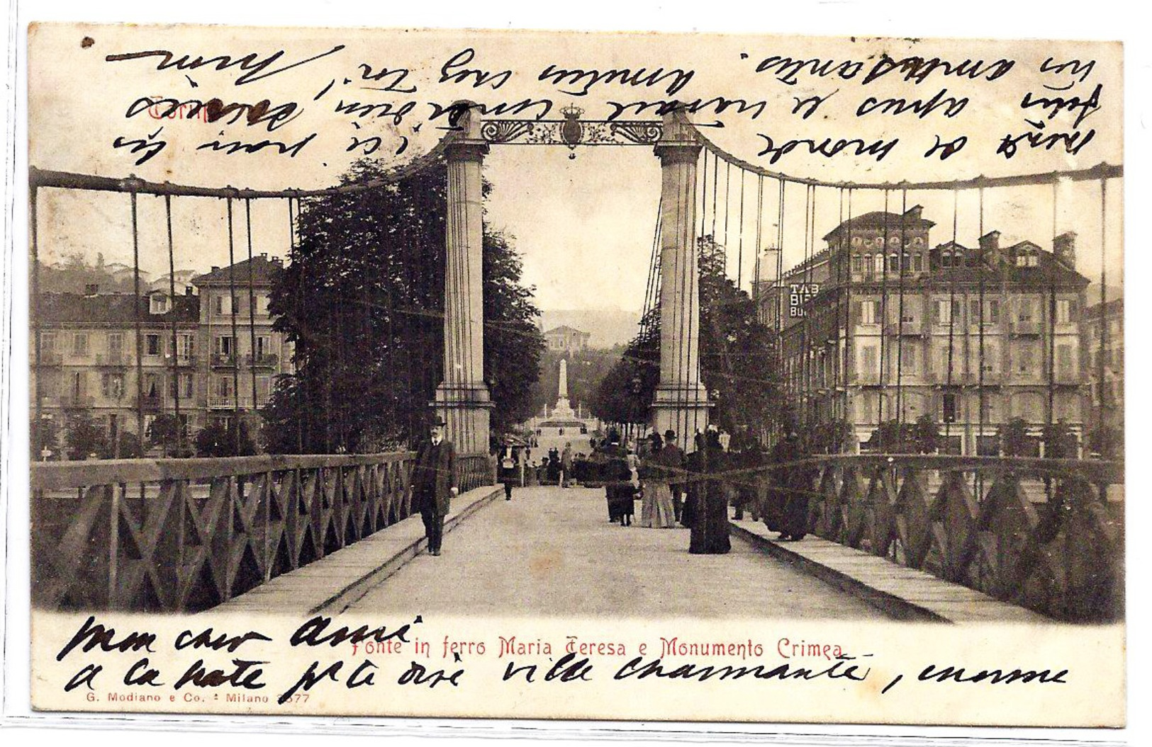 Torino - Ponte In Ferro Maria Teresa E Monumento Crimea - 1902. - Fiume Po