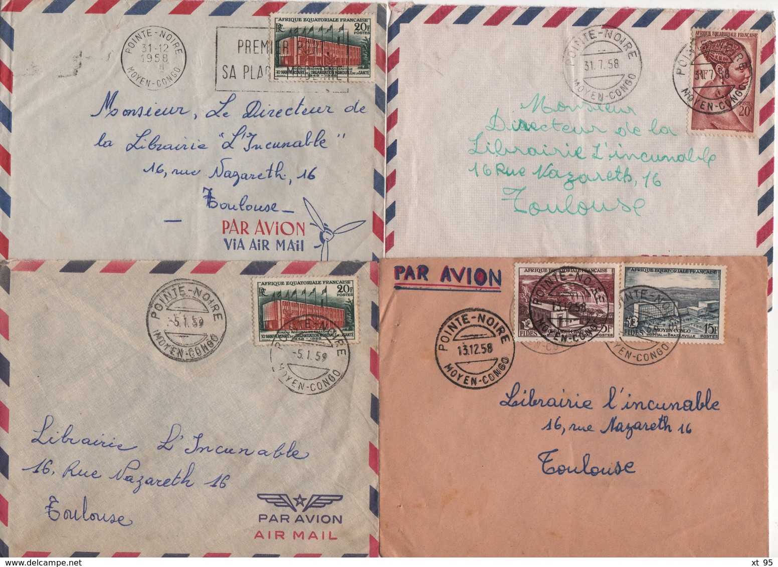 Moyen Congo - Pointe Noire - Lot De 4 Lettres - Cartas & Documentos