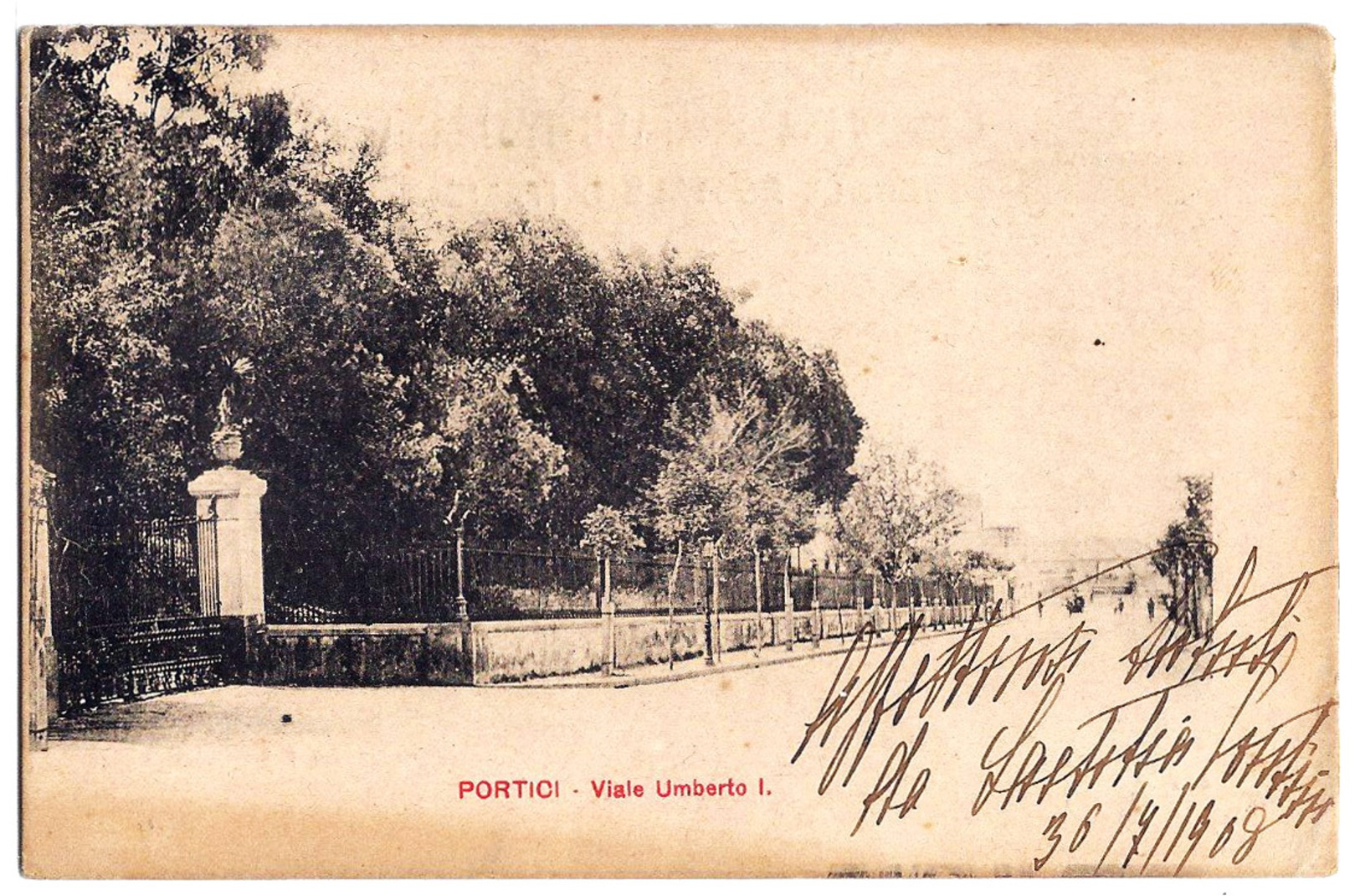 Portici (Napoli) - Viale Umberto I - 1908. - Portici