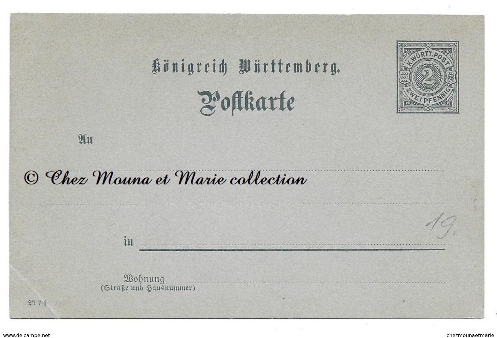 WURTTEMBERG ALLEMAGNE 2 PFENNIG - ENTIER POSTAL - Interi Postali