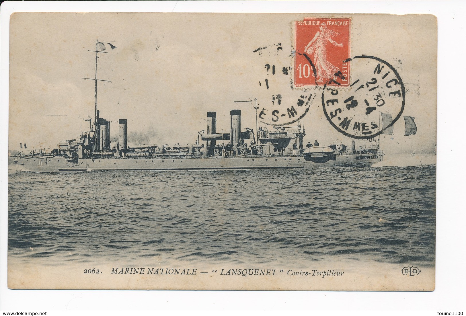 Carte De La Marine Nationale Contre Torpilleur  Lansquenet ( Navire De Guerre ) ( Recto Verso ) - Guerre