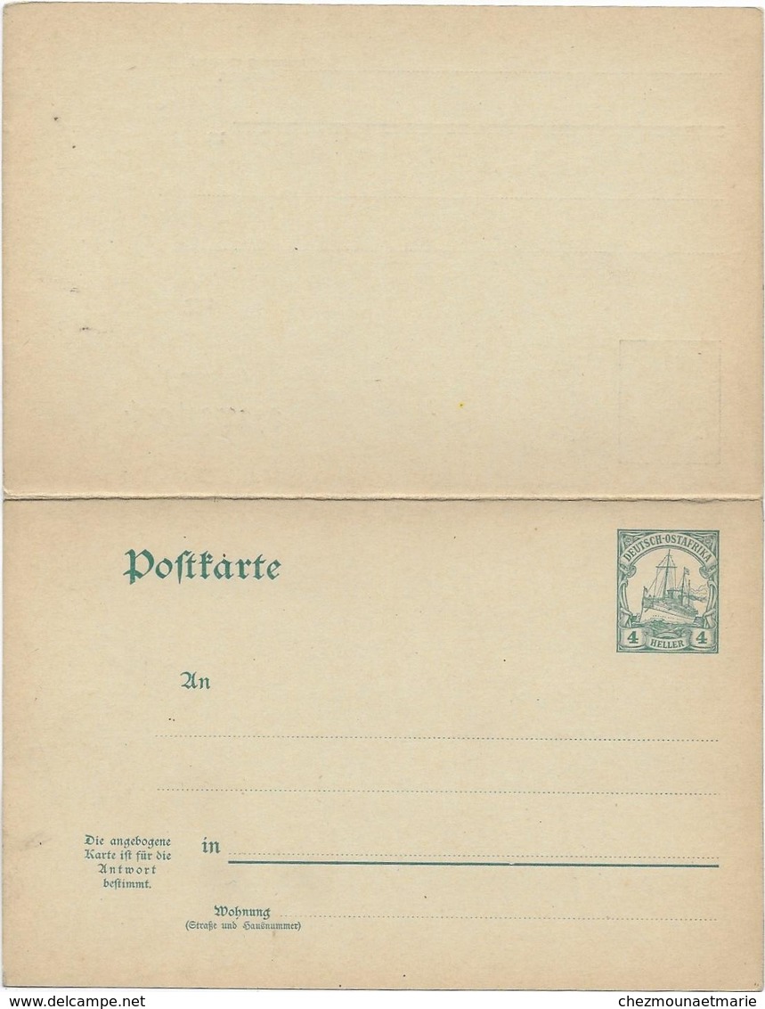 DEUTSCH OSTAFRIKA ALLEMAGNE 4 HELLER AVEC CARTE REPONSE - ENTIER POSTAL - Sonstige & Ohne Zuordnung