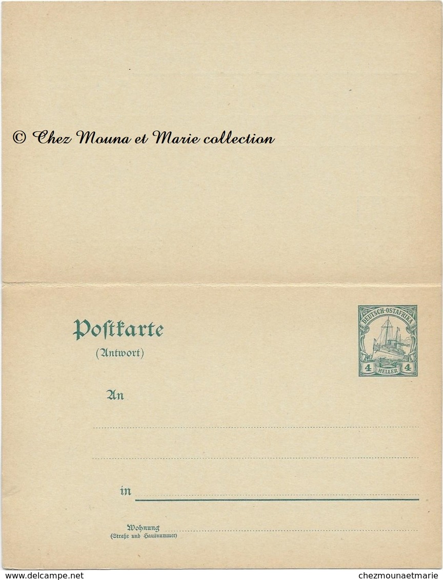 DEUTSCH OSTAFRIKA ALLEMAGNE 4 HELLER AVEC CARTE REPONSE - ENTIER POSTAL - Sonstige & Ohne Zuordnung