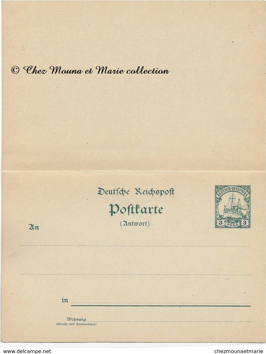 DEUTSCH OSTAFRIKA ALLEMAGNE 3 PESA AVEC CARTE REPONSE - ENTIER POSTAL - Sonstige & Ohne Zuordnung