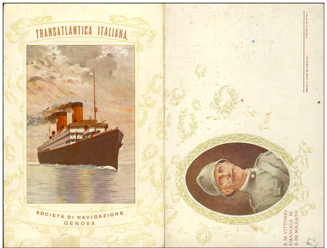 1918-cartolina Doppia Il Bollettino Della Vittoria Italiana A Cura Della Societa' Di Navigazione Transatlantica Italiana - Altri & Non Classificati