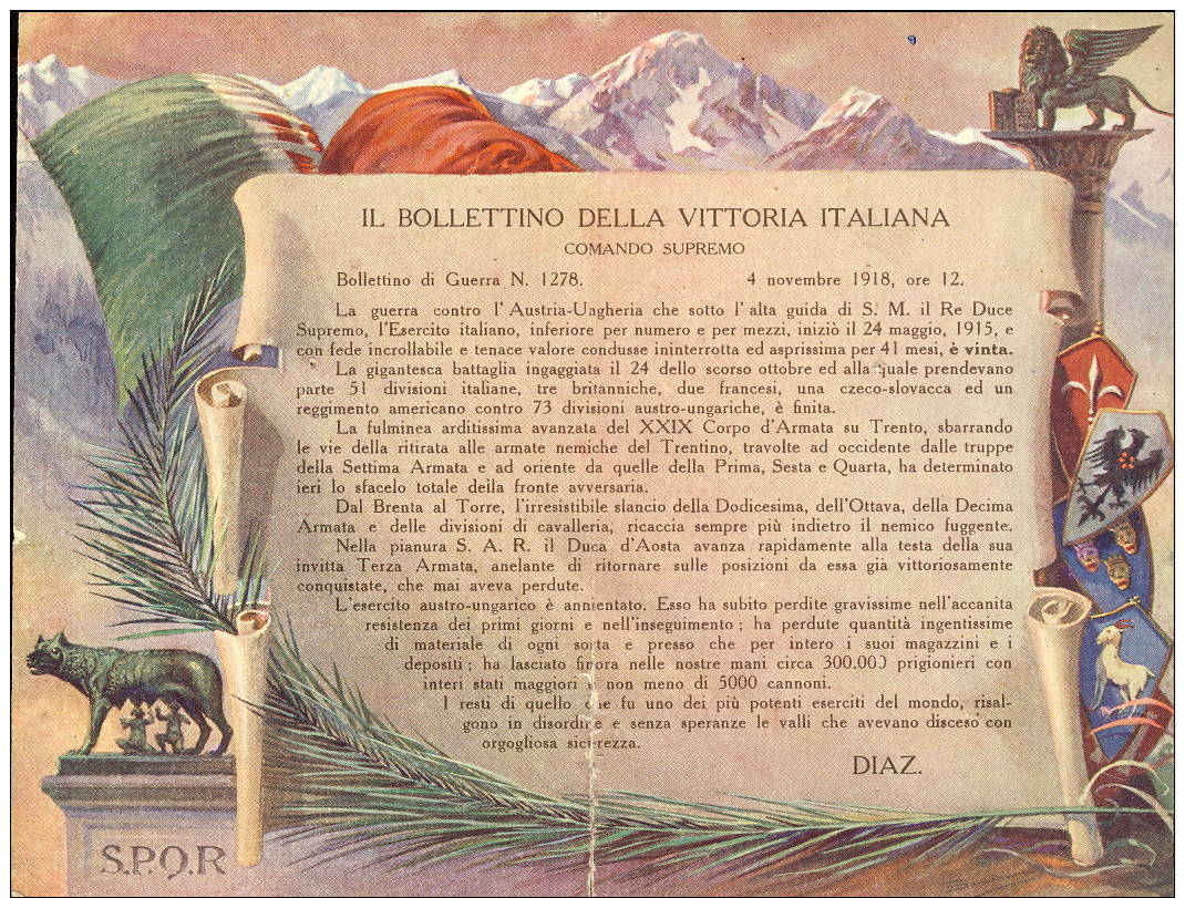 1918-cartolina Doppia Il Bollettino Della Vittoria Italiana A Cura Della Societa' Di Navigazione Transatlantica Italiana - Altri & Non Classificati