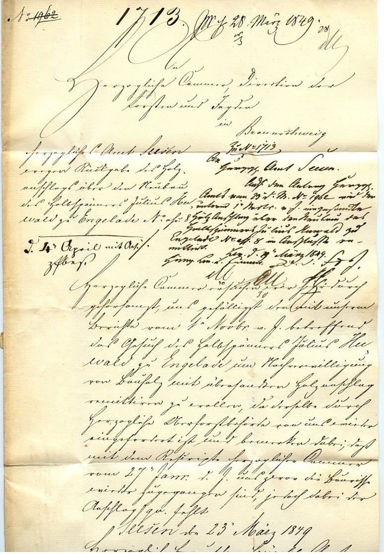 BRAUNSCHWEIG 1849, BRIEF MIT INHALT, STPL-HALBKREIS SEESEN NACH BRAUNSCHWEIG - Prefilatelia