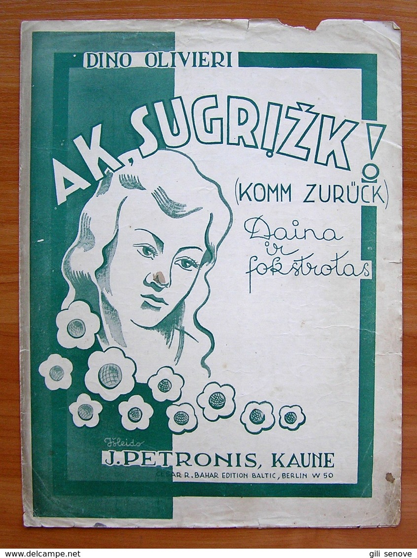 Sheet Music Lithuania Ak, Sugrizk (Komm Zuruck) 1944 - Vocals