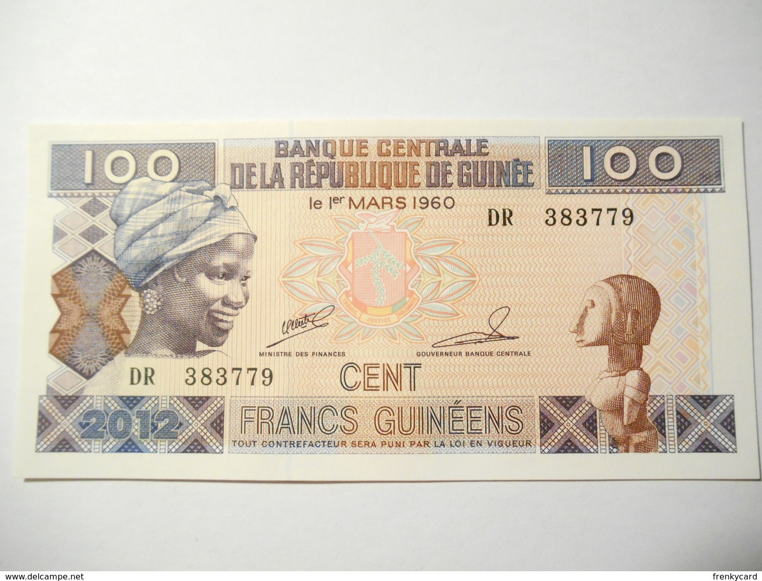 GUINEA  100 FRANCS 2012 UNC - Guinea