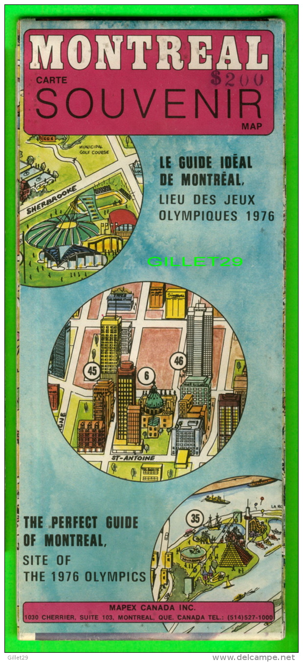 MAPS, CARTES ROUTIÈRES - MONTRÉAL CARTE SOUVENIR 1975 - VOIR PARTIE DE LA CARTE - - Cartes Routières