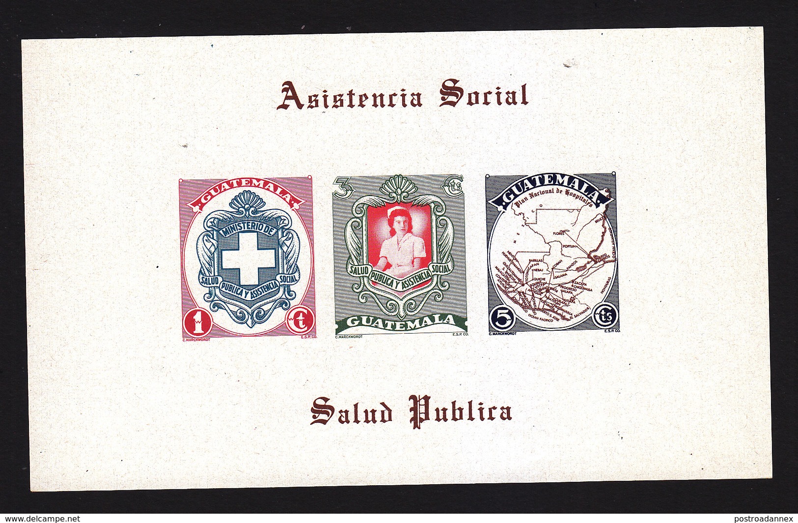 Guatemala, Scott #337a, Mint Never Hinged, Social Assistance, Nurse, Hospital Map, Issued 1950 - Guatemala