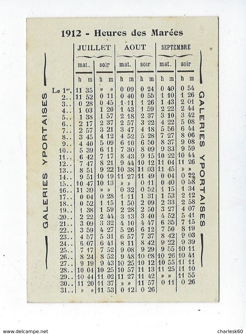 CPA Heures Des Marées Publicités 1912 Yport Galeries Yportaises Monzauge Nunés - Publicités