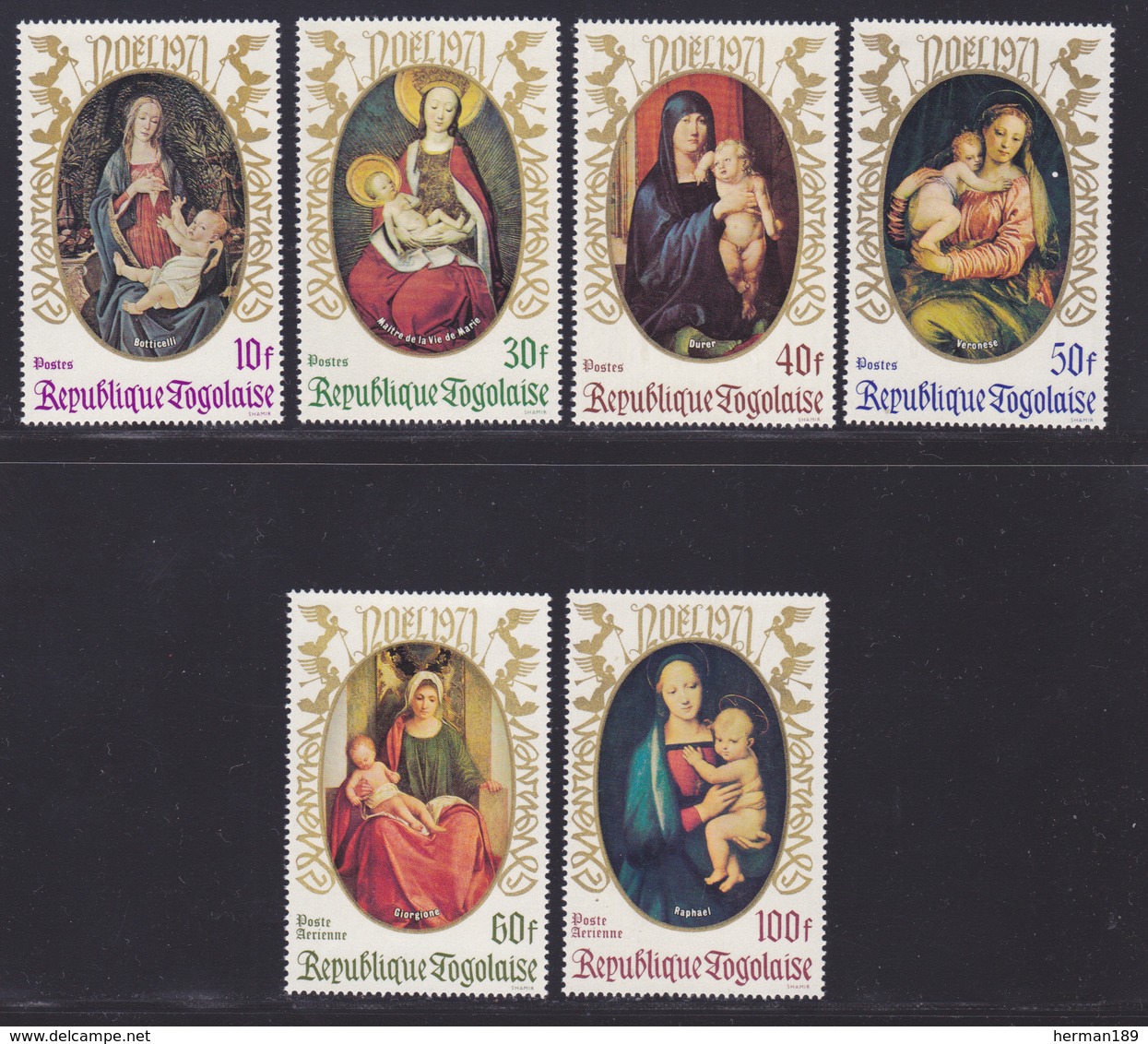 TOGO N°  731 à 734, AERIENS N° 171 & 172 ** MNH Neufs Sans Charnière, TB (D7342) Noel Tableaux Religieux, La Vierge - Togo (1960-...)