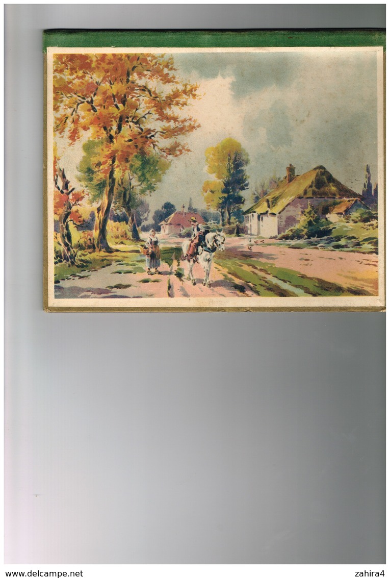 1932 Type Sous-main Feuilles Roses Style Buvard  - Paysage Cheval Ferme Flandres ? - Big : 1921-40