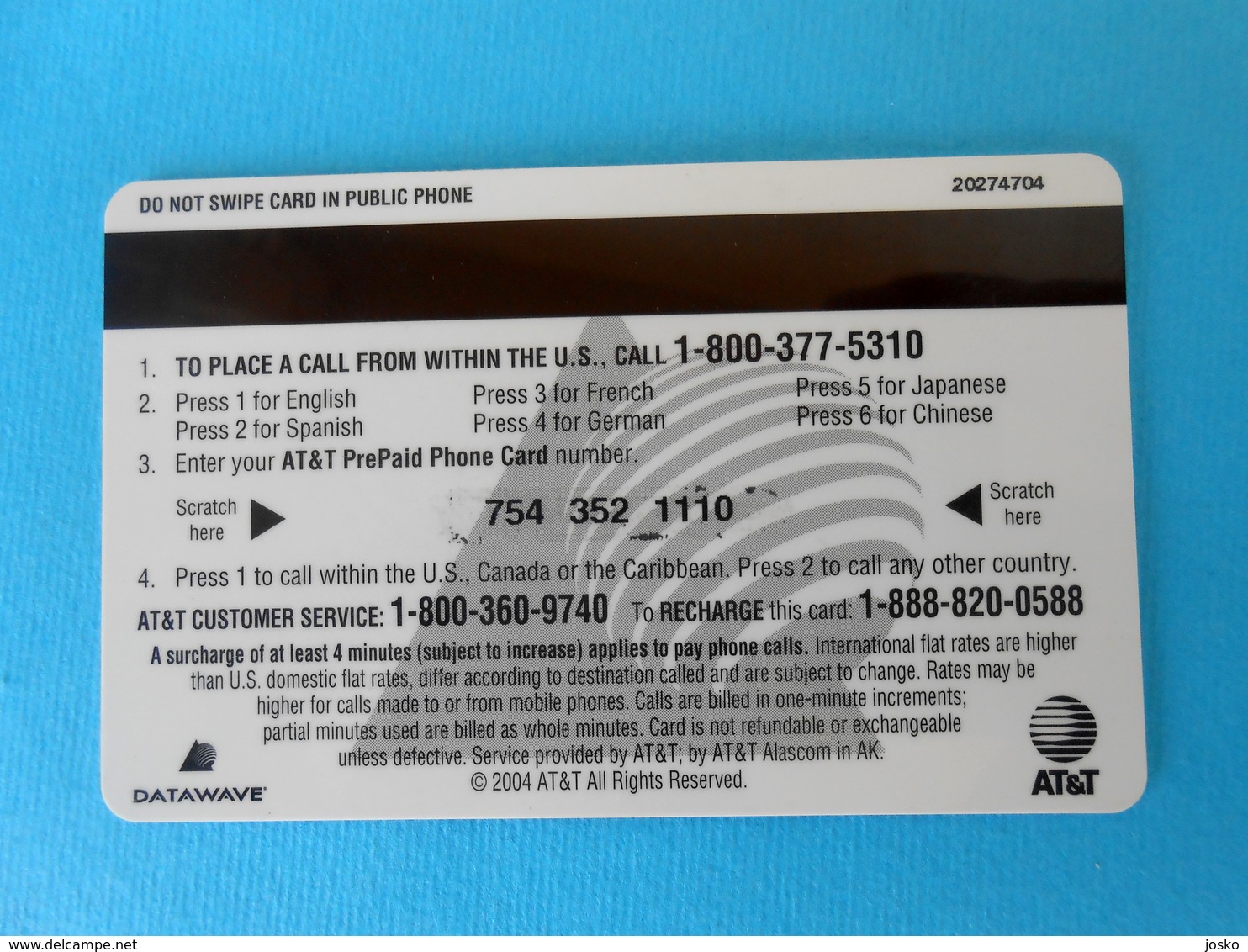 PEOPLES  ...... USA - AT&T Prepaid Phone Card  * United States - AT&T