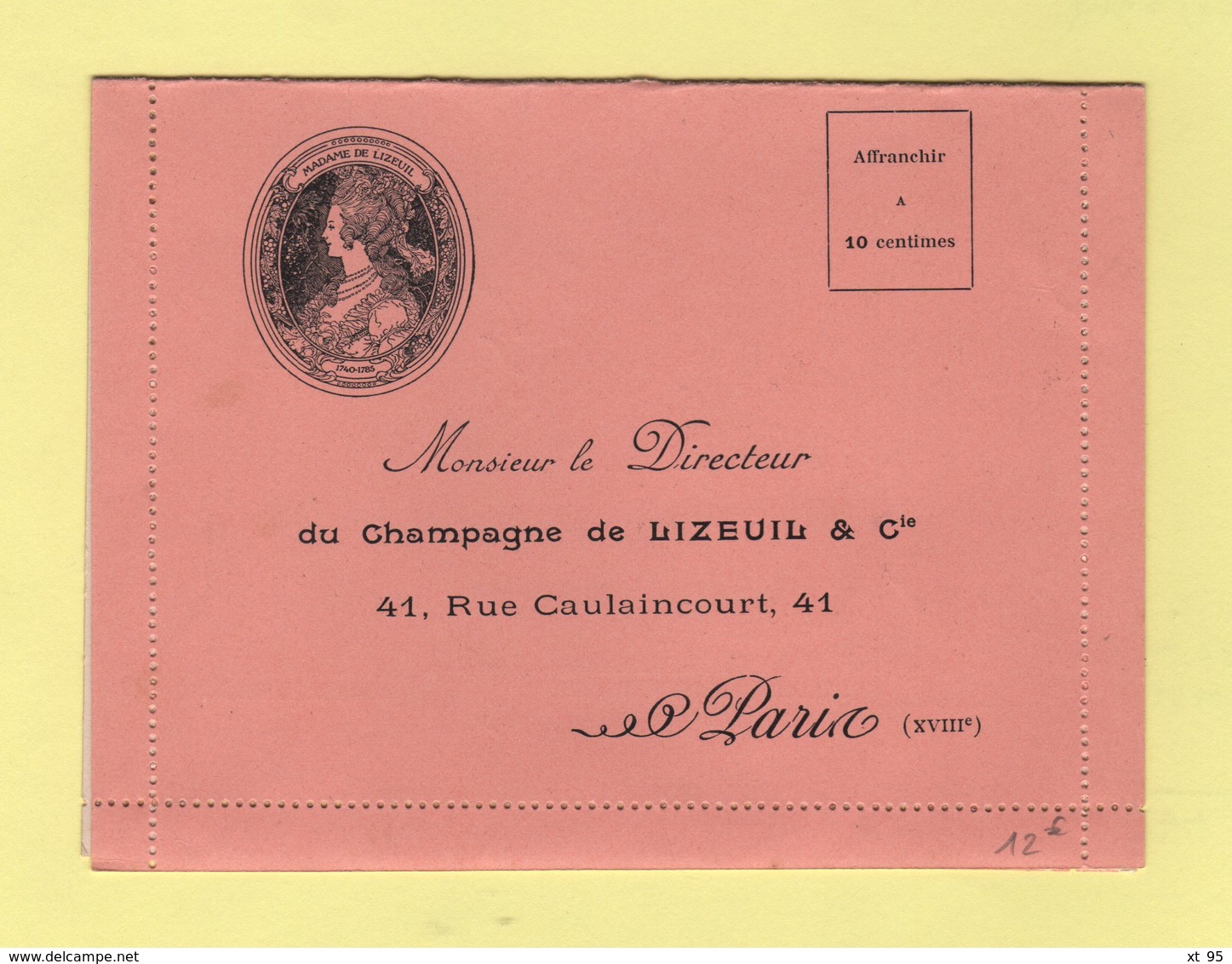 Carte Lettre Illustree Privee - Champagne De Lizeuil - Voir Interieur - Vin Raisin Champagne Vigne - 1877-1920: Période Semi Moderne