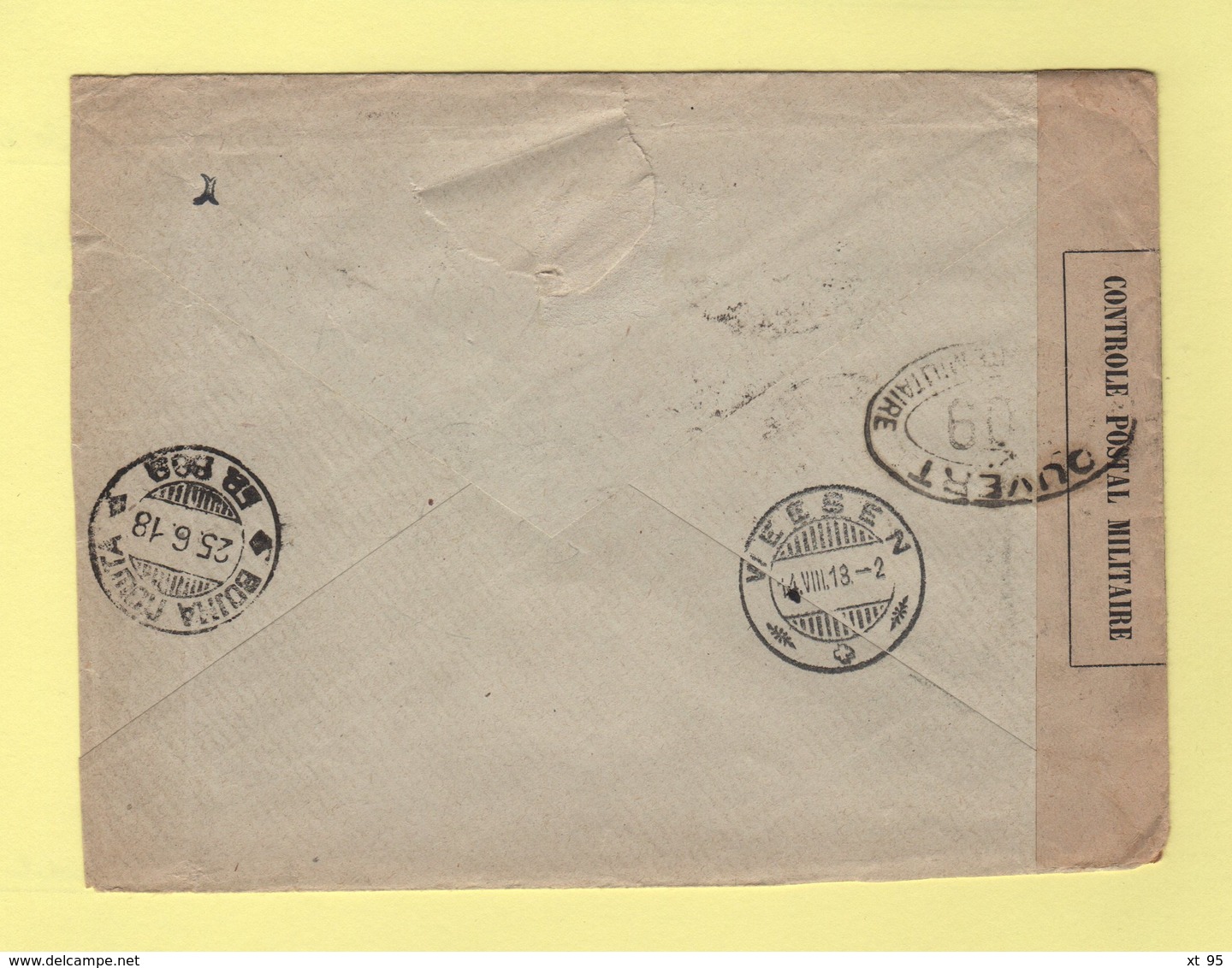 Type Semeuse - Censure Poste Serbes Et Controle Postal Francais - Destination Suisse - 1918 - 1877-1920: Période Semi Moderne