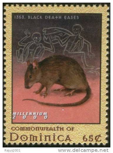 Plague / Black Death Eases In 1353, Rat, Rodents, Disease, Skeleton MNH Dominica - Maladies