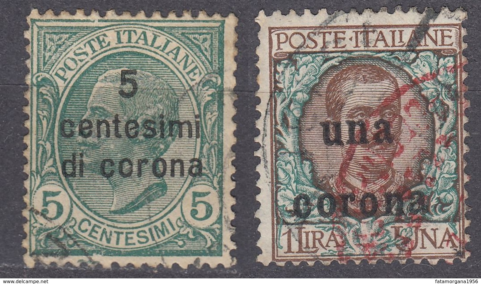 DALMAZIA, OCCUPAZIONE ITALIANA - 1921/1922 - Lotto 2 Valori USATI: Unificato 2 E 6. - Dalmatie