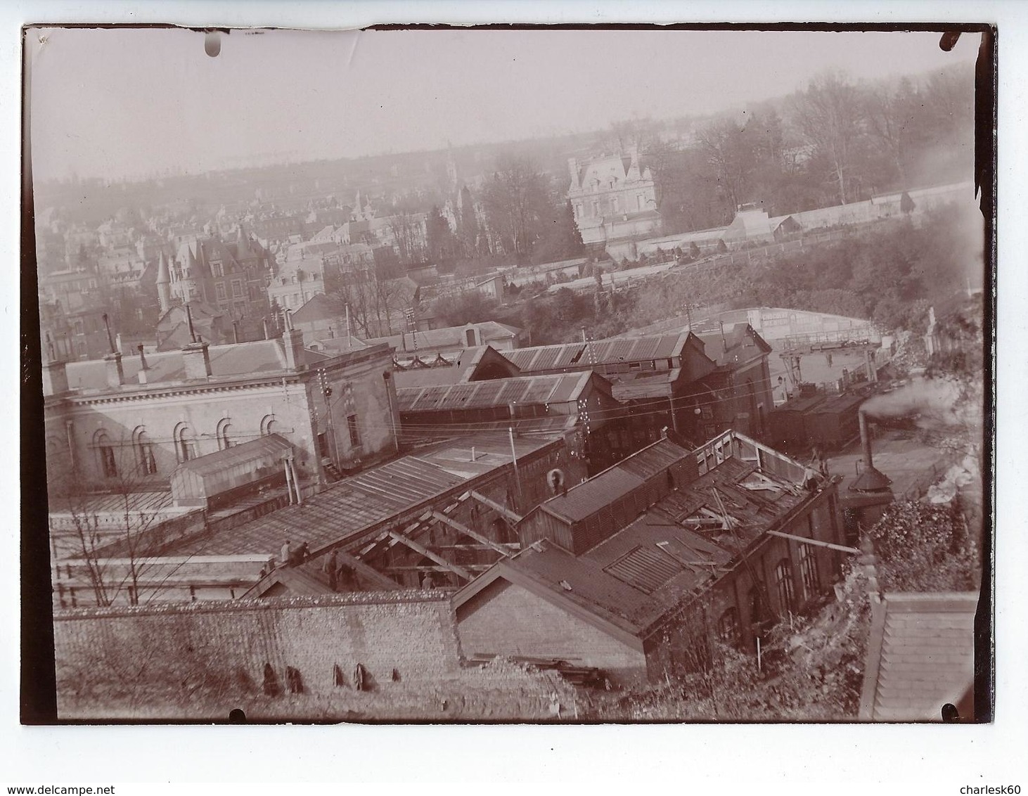 Photographie Ancienne Rouen Travaux Gare SNCF Rive Droite 20 Juillet 1913 - Lieux