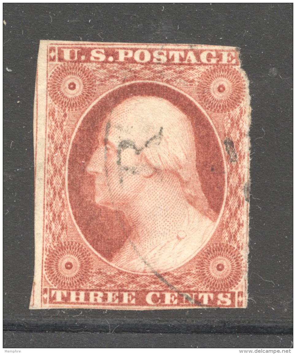 1851  Washington 3 Cents Imperf. Sc 11  Used - Usati