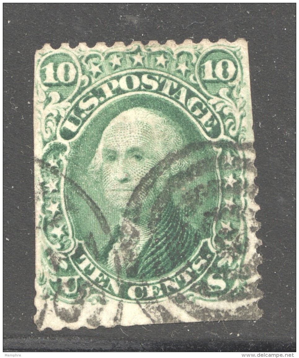 1861  Washington 10 Cents  Used Cut Into.  Sc 68 - Gebruikt