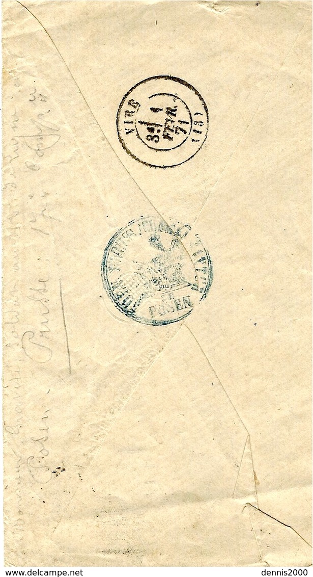21/1/71 - Enveloppe De POSEN Pour Vire ( Calvados )  P D Encadré Noir + " Affranchi Par La Loi Du 7 Août 1870 " - Krieg 1870