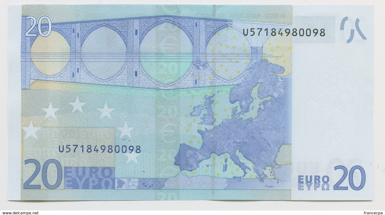 07 - BILLET 20 EURO 2002 NEUF Signature JEAN CLAUDE TRICHET  N° U57184980098 - Imp L051A1 - 20 Euro